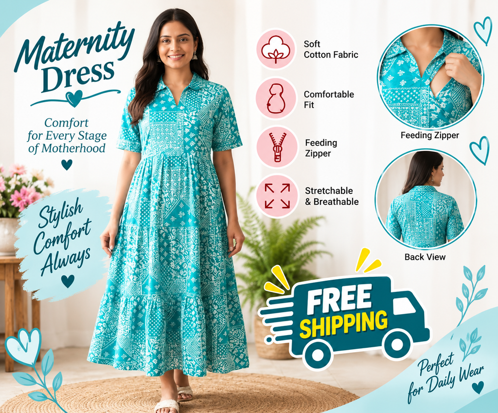 Women's Maternity kurta | zip Gowen | Nursing drees | Feeding Kurti
