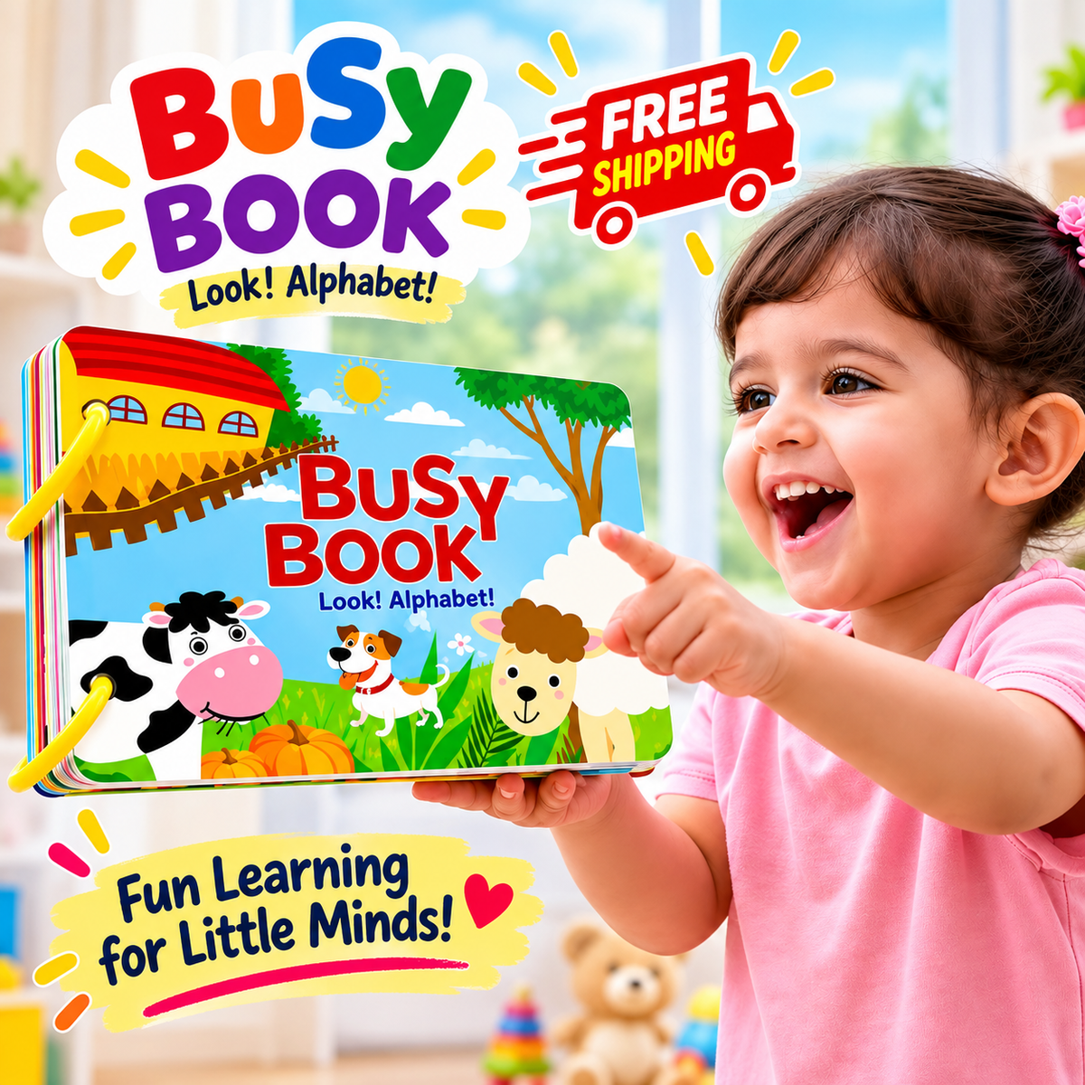 Toddler Busy Book – Activity Binder for Kids 1-4 Years | Montessori Learning Busy Board | Activity Book | Educational Toy