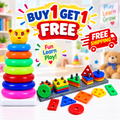 2-in-1 Kids Learning Toy Combo – Teddy Ring Stacker & Shape Sorting Toy (Buy 1 Get 1 Free)