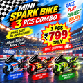 3pcs Combo offer | Spark Stunt Bike Toy with Keychain & Light – Mini Motorcycle for Kids (Random Color)